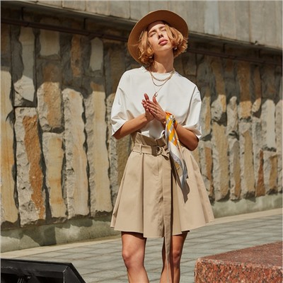 Юбка мини женская MINAKU: MINAKU: Safari, бежевая, размер 44