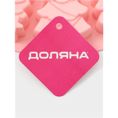 Форма для выпечки новогодняя Доляна «Ёлочки», силикон, 22×20.6×2.5 см, 6 ячеек, розовая