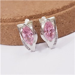 Серьги коллекция "Дубай" посеребрение, розовый камень, 80126, арт.647.919