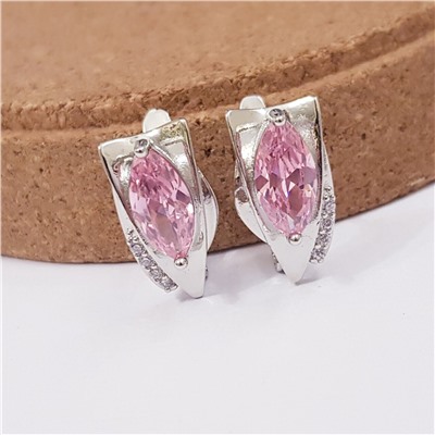Серьги коллекция "Дубай" посеребрение, розовый камень, 80126, арт.647.919