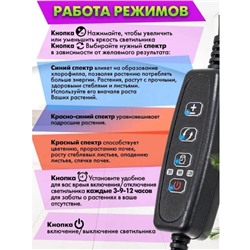 Фитолампа 4 трубки,  для растений, 3 режима