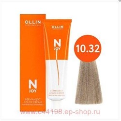OLLIN "N-JOY" 10/32 – светлый блондин золотисто-фиолетовый, перманентная крем-краска для волос 100мл
