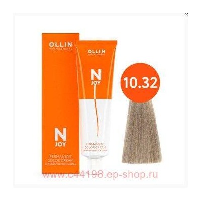 OLLIN "N-JOY" 10/32 – светлый блондин золотисто-фиолетовый, перманентная крем-краска для волос 100мл
