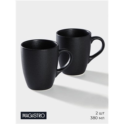 Кружка Magistro Carbon, 380 мл, фарфор, чёрная