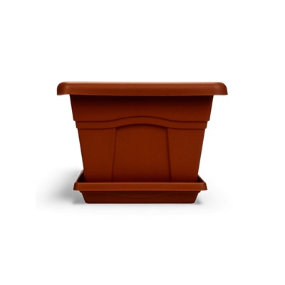 Горшок для цветов с поддоном «Квадро», 12.2 л, пластиковый, терракотовый