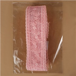 Кружево на сетке «Веточки», 50 мм, 11±1 м, нежно-розовое