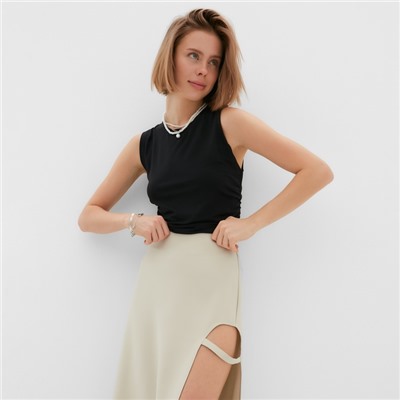 Юбка миди женская MINAKU: Classic, бежевая, размер 48