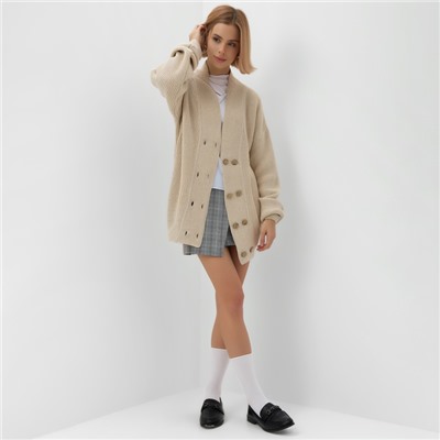 Кардиган на пуговицах женский MINAKU: Casual Collection, бежевый, размер 50