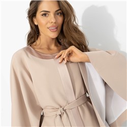 Жакет‑кейп на подкладе, Яркий эффект (пудра, с поясом)