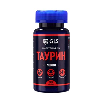 Таурин 1000 для повышения энергии и выносливости GLS Pharmaceuticals, 90 капсул по 400 мг