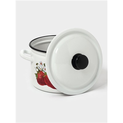 Кастрюля эмалированная, 4 л, d=21.3 см, с крышкой, цилиндрическая, белая