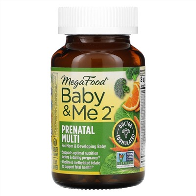 MegaFood, Baby & Me 2, витамины для беременных, 60 таблеток