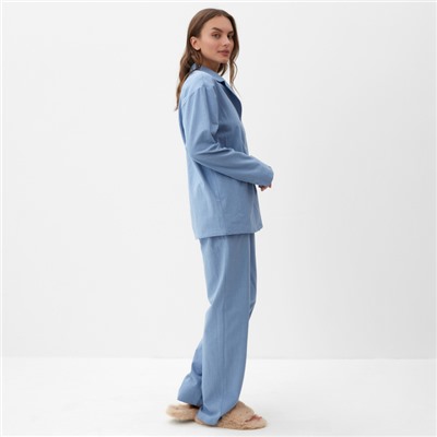 Пижама женская (рубашка, брюки) KAFTAN Basic, размер 52-54, голубая