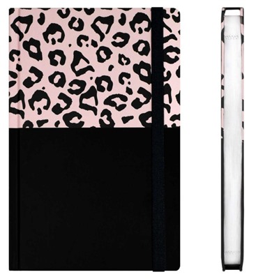 Ежедневник недатированный А5 192 стр. 71541 "ЛЕОПАРД РОЗОВЫЙ" клетка, на резинке Феникс