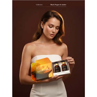 Подарочный набор гель для душа и лосьон, 2 шт. × 250 мл, аромат Black pepper, laPOETIQUE