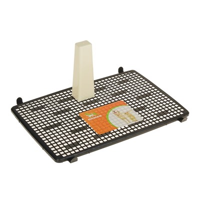 Туалет для собак 46.5×35.5×5.5 см, со съёмным бортом, решеткой и столбиком, чёрный