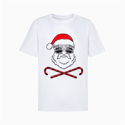 Футболка мужская новогодняя «Дед мороз», цвет белый, размер 56