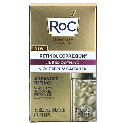RoC, Retinol Correxion Line Smoothing Night Serum Capsules, 30 Biodegradable Capsules