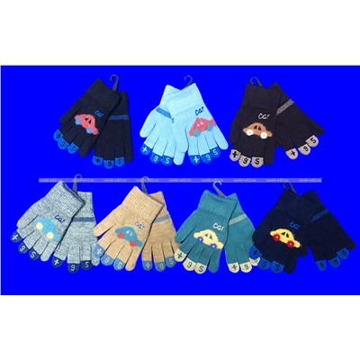 Перчатки для мальчиков "Машинки" внутри с начесом