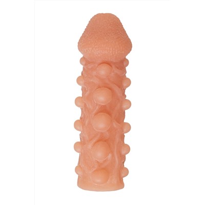 Телесная закрытая насадка с шариками Cock Sleeve 010 Size L - 17,6 см.