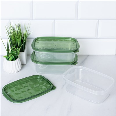 Контейнер прямоугольный 3 штуки 650 мл / P10 /уп 84/*17x11x6 см низкий