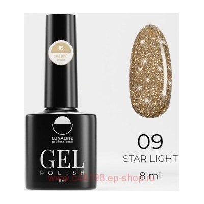LunaLine Гель-лак Star Light светоотражающий т.09 золотой шик 8мл