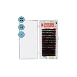 Lash&Go Ресницы на ленте «Эспрессо»‎ 16 линий 7-14 мм, D, 0,10 мм, коричневый KRISTALLER, 1130589