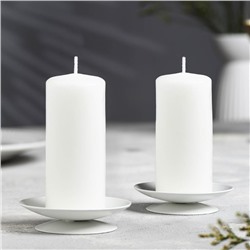 Металлический подсвечник на 1 свечу «Лотос», 7.5×2 см, набор 2 шт., белый