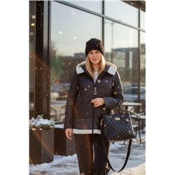 Демисезонная куртка с отделкой, арт. 7031, (Черный)