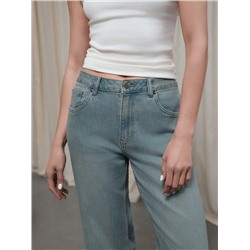 Актуальная коллекция CONTE CON-830 Синие джинсы straight ULTRA-LONG с эффектом зелёного тинта