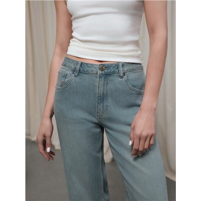 Актуальная коллекция CONTE CON-830 Синие джинсы straight ULTRA-LONG с эффектом зелёного тинта