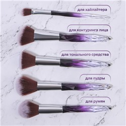 Набор кистей для макияжа Luminous, 10 предметов, PVC - чехол, чёрный, фиолетовый