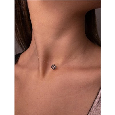 Колье из серебра с фианитом родированное (на леске) Л4022р