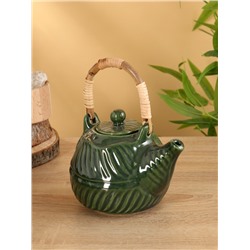 Набор чайный «Флора 2», чайник, 2 кружки, 27×26×16 см, керамика, зелёный