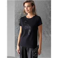 Нарядная футболка с принтом фольгой из премиального хлопка с эластаном