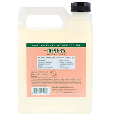 Mrs. Meyers Clean Day, Жидкое мыло для рук в экономичной упаковке с ароматом герани, 975 мл (33 жидких унции)