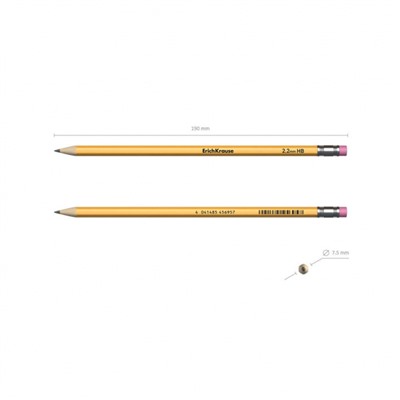 Карандаш черногр. 45601 "Янтарь" НВ с ластиком ErichKrause
