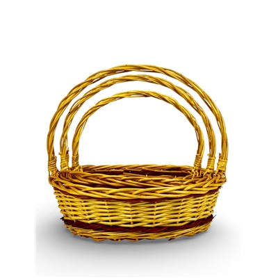 Корзина плетёная для хранения Vento, с ручкой, коричневая, набор 3 шт.