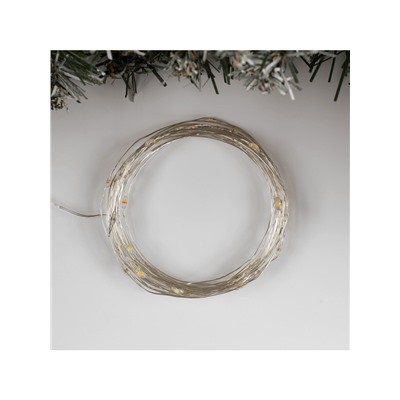 Гирлянда «Нить» 5 м роса, IP20, серебристая нить, 50 LED, 2 режима, батарейки AAх3 (нет в комплекте), свечение тёплое белое / мульти