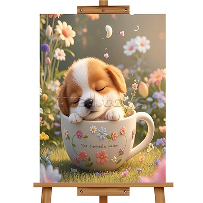 Мозаика алмазная "Спящий щенок" 20*30см.