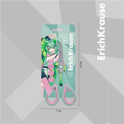Ножницы ErichKrause Endeavor Manga, 16 см, двойная заточка, антискользящие резиновые вставки, европодвес, МИКС