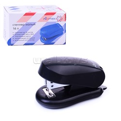 Степлер "Attomex" 24/6&26/6 (мощность 16 листов, глубина скрепления 16 мм) малый пластиковый, со встроенным антистеплером, в картонной коробке, черный