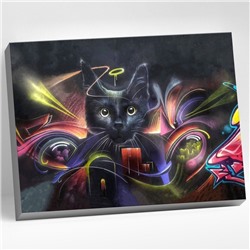УЦЕНКА Картина по номерам 40×50 «Кошка в стиле граффити» 20 цветов