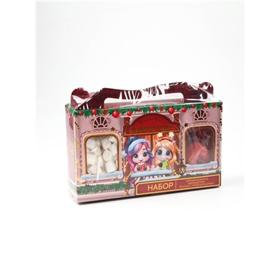 Подарочный набор новогодний «Волшебного года»: горячий шоколад 125 г ( 5 шт. × 25 г)., маршмеллоу 50 г, печенье с предсказаниями 4 шт.