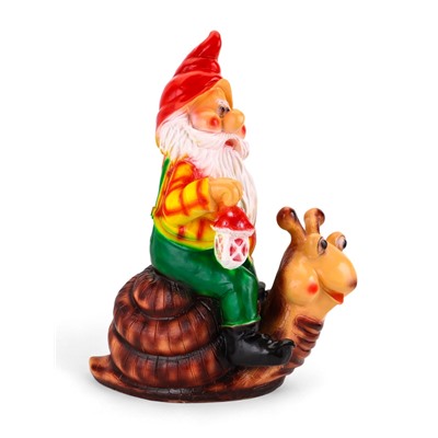 Садовая фигура из гипса «Гном на улитке», 71×34×41 см