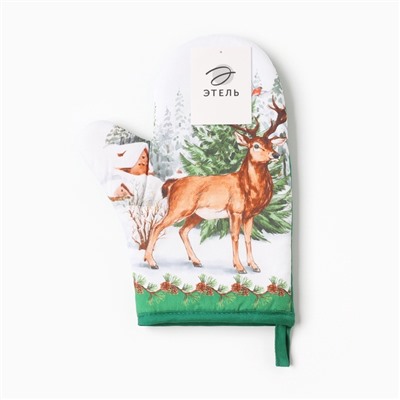 Варежка-прихватка «Новогодний лес» 20×28 см, саржа, 100% х/л, ватин 250 г/м²