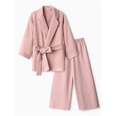 Комплект для девочки (жакет и брюки) MINAKU: PartyDress, пыльно-розовый, рост 128 см