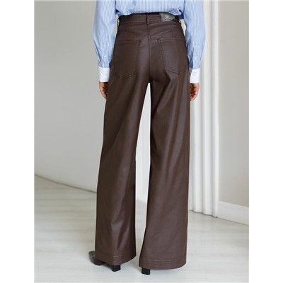 Брюки-трубы из эластичного хлопка с эффектом кожи