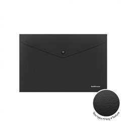 Папка с кнопкой  А4 140мкм 50176 "Классика" текстура апельсин, непрозрачная черная ErichKrause