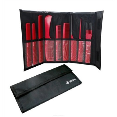 Dewal Набор расчёсок в чехле , 9 предметов, красный 2225